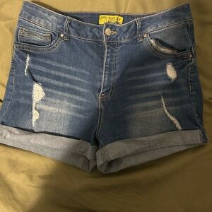 Wax Jean Blue Distressed Jean Shorts